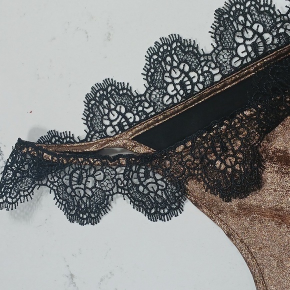 Future Collective Metallic Brown Lace Top - Picture 3 of 5